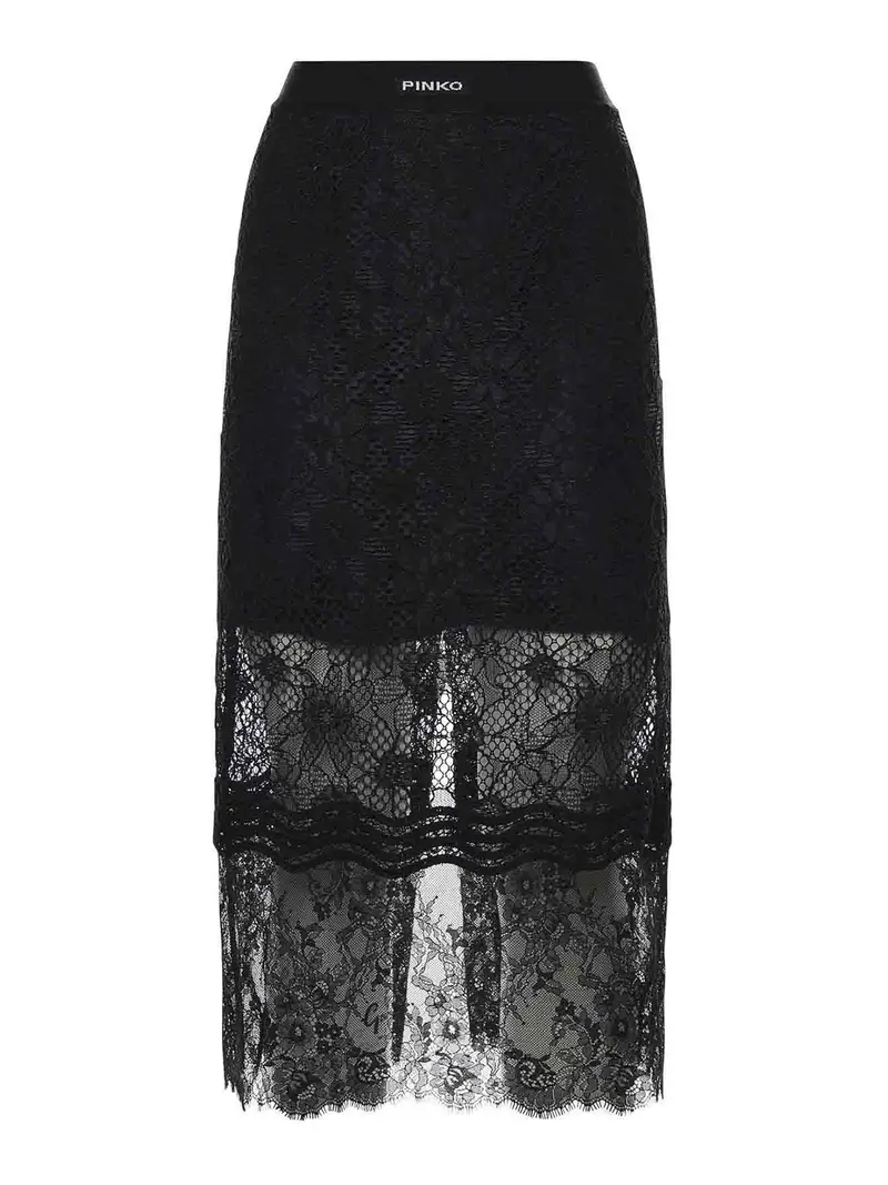 Gonna Midi In Pizzo Con Spacchi Nero