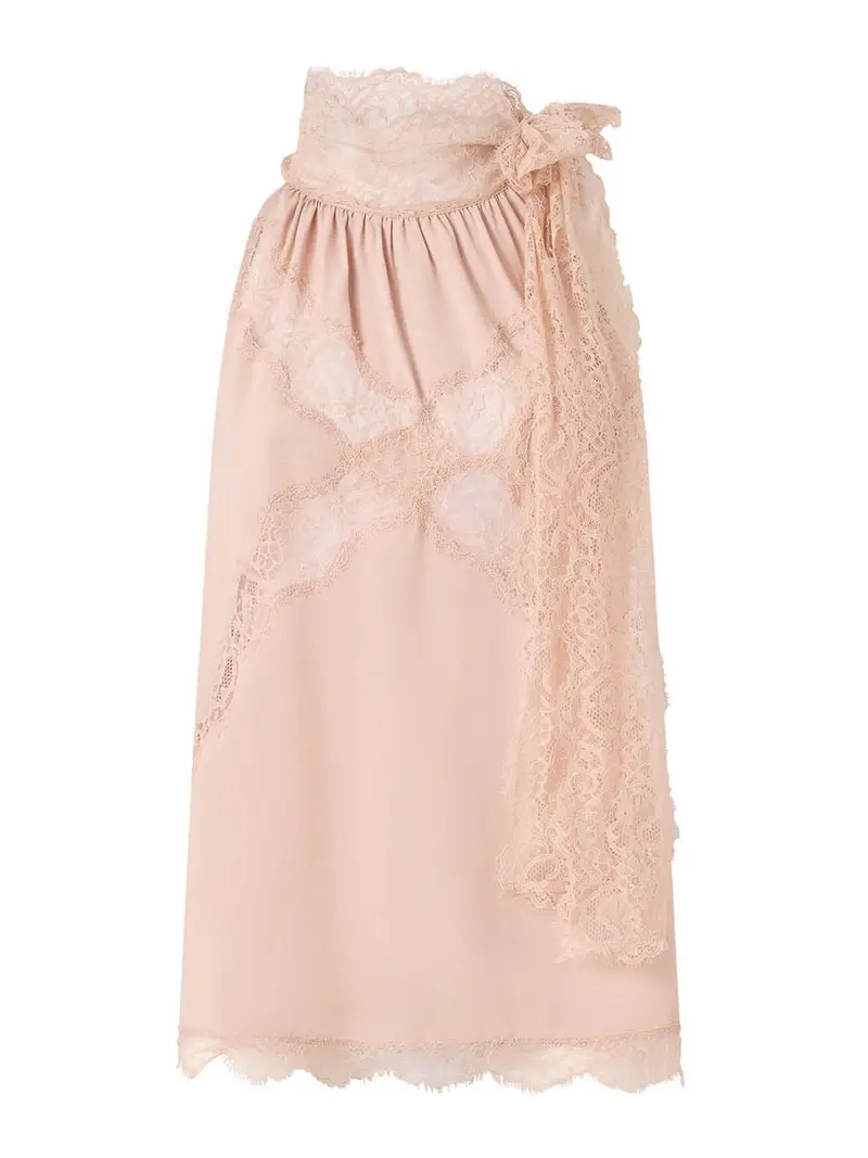 Gonna Midi Mandarancio In Cotone Rosa Chiaro Color Carne E Neutri