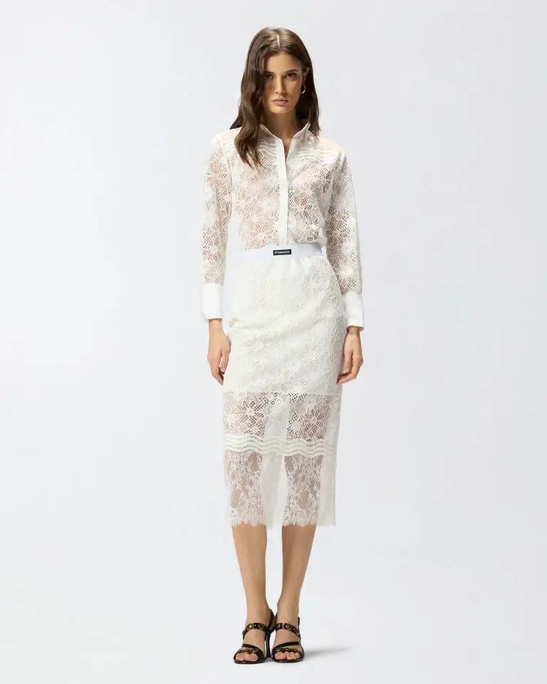 HARMONIE GONNA PIZZO REBRODE SS26 BIANCO