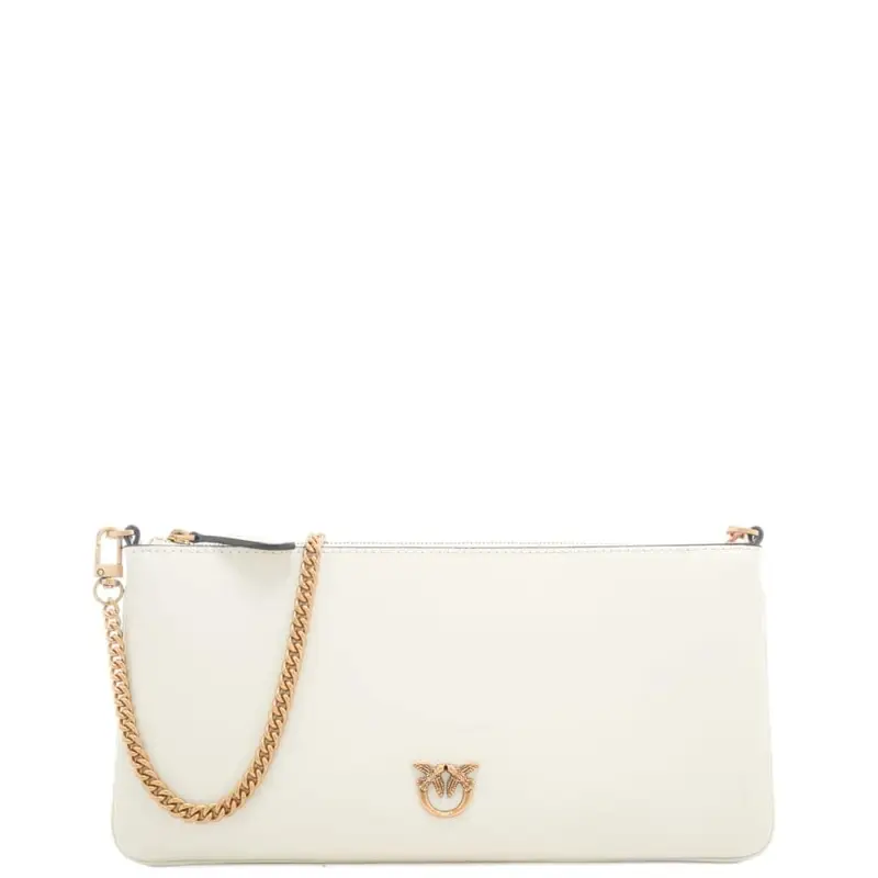 horizontal flat vitello seta con catena fine e busta in pelle avorio oro