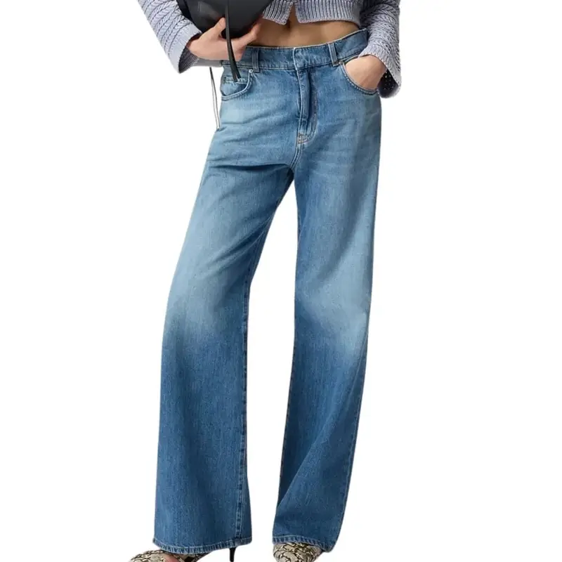 jeans da donna wanda a gamba larga blu