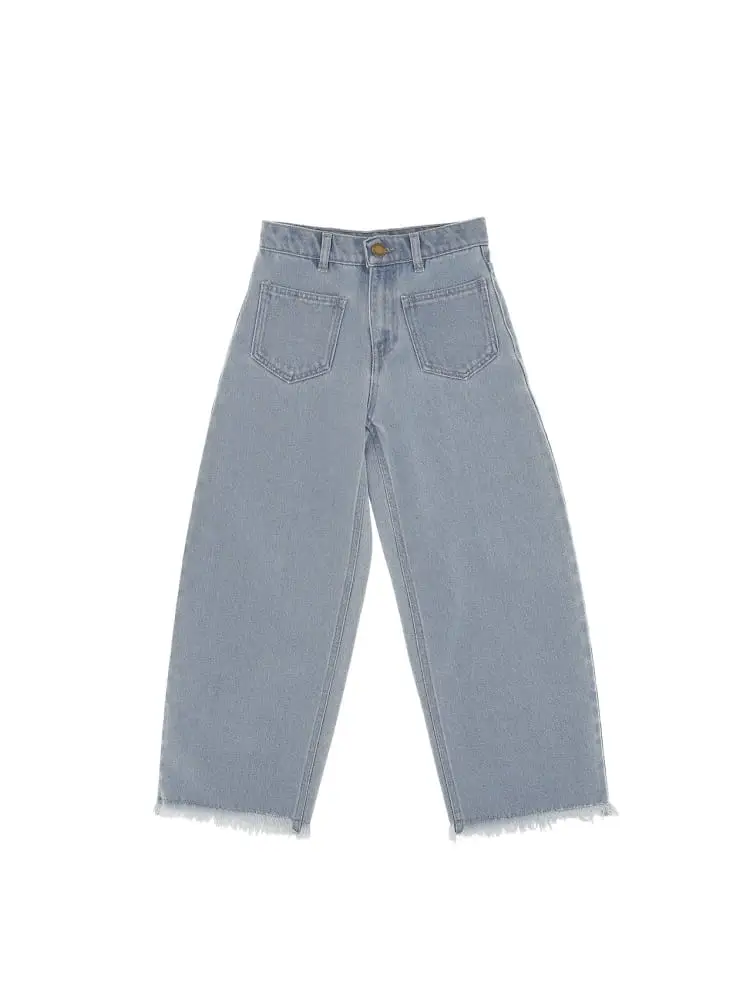 jeans kids/junior baggy con ricamo light blue denim