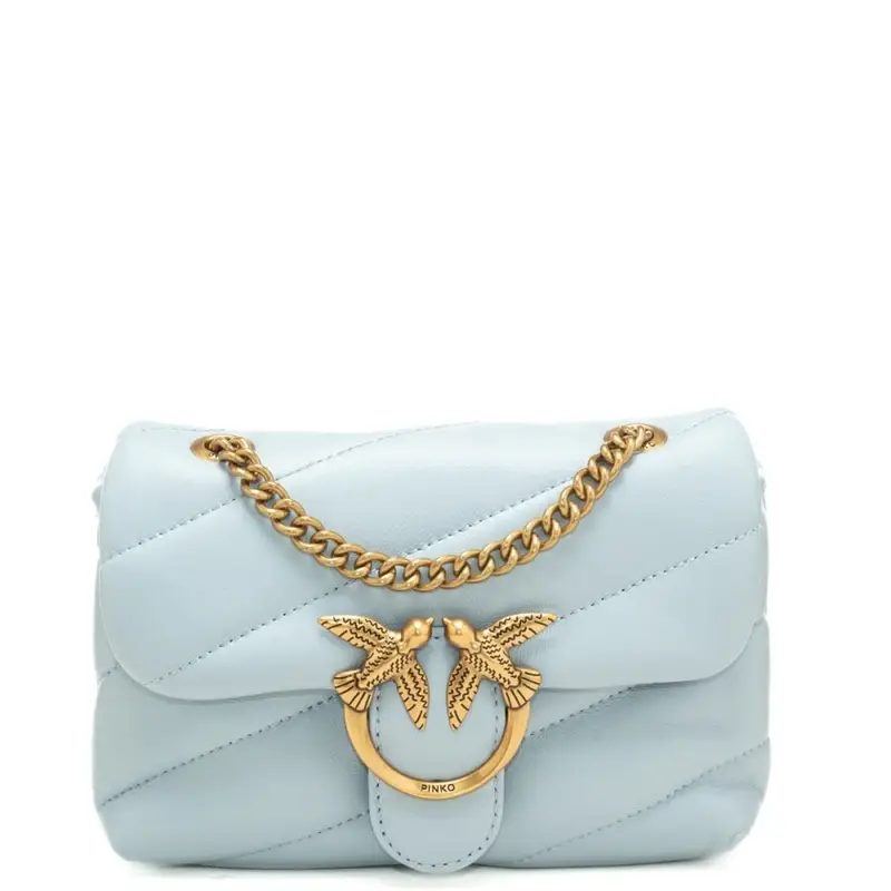 love bag baby puff in vera pelle azzurro