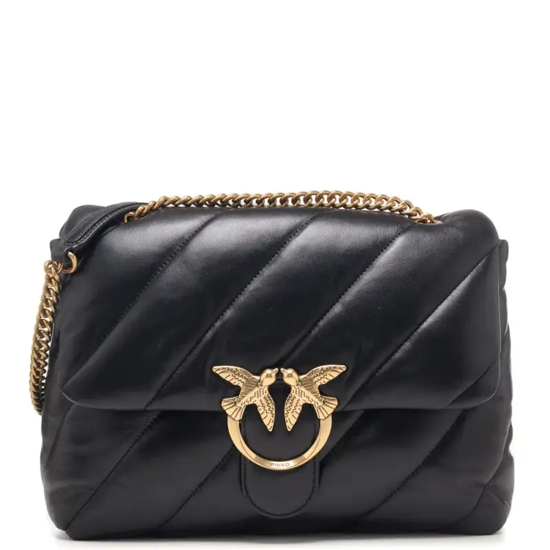 Pinko love bag big puff maxi quilt nero oro