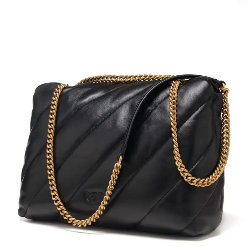 Pinko love bag big puff maxi quilt nero oro miniatura 2