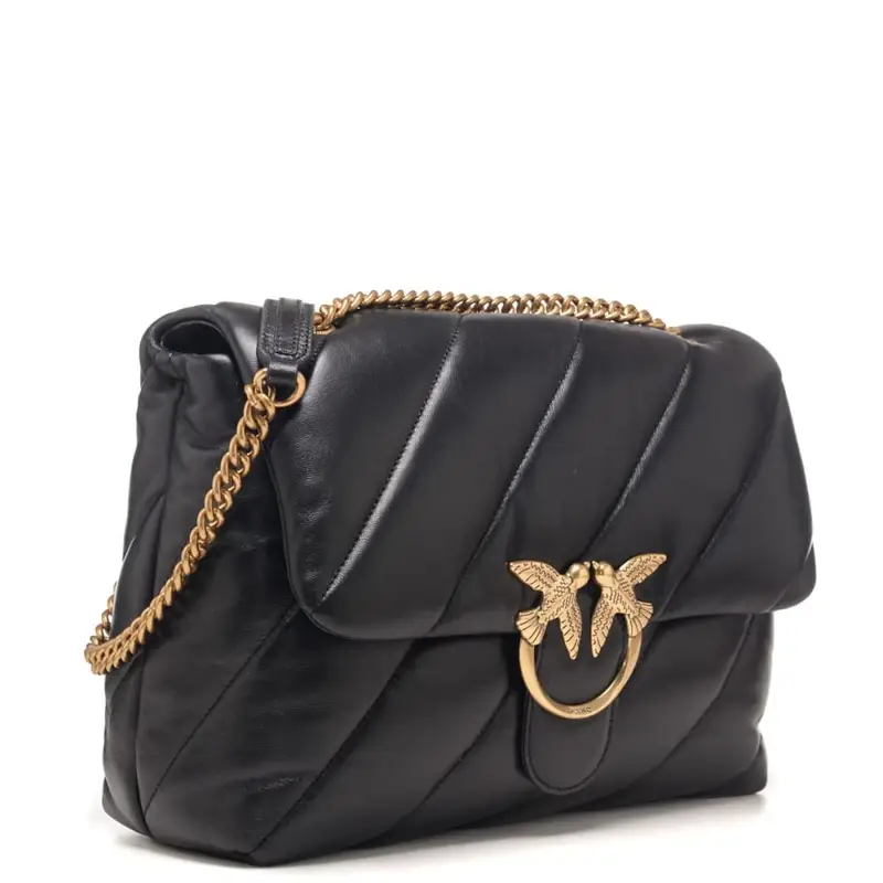 Pinko love bag big puff maxi quilt nero oro miniatura 3