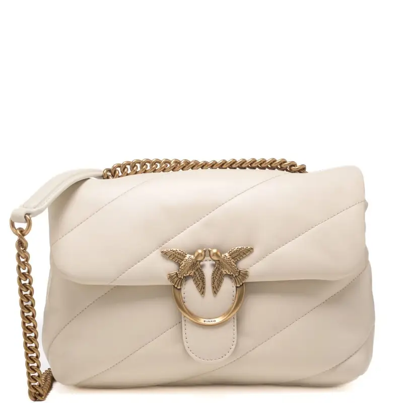 Pinko love bag classic puff maxi quilt avorio oro