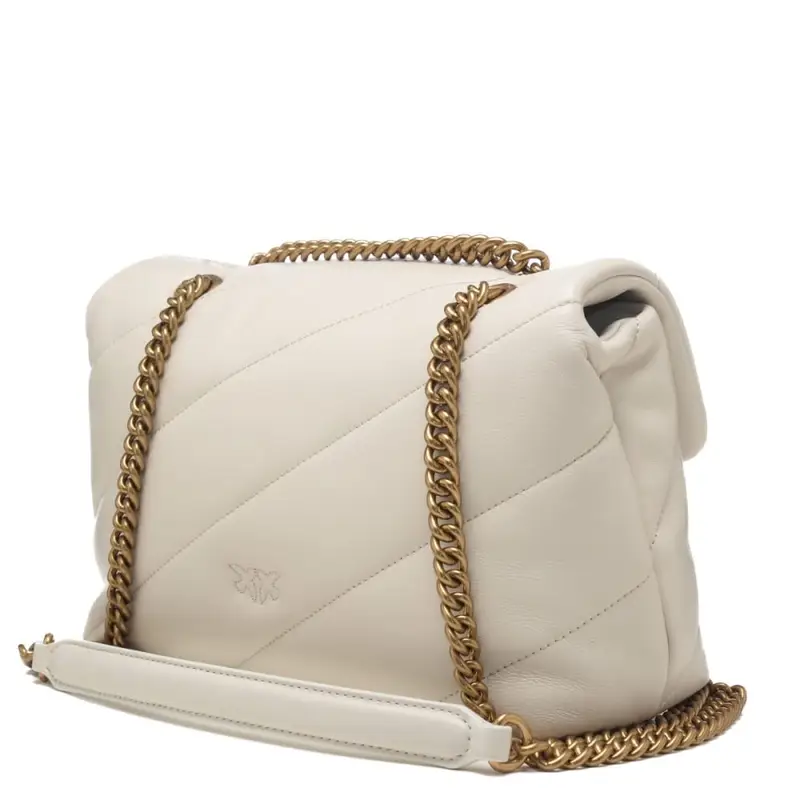 Pinko love bag classic puff maxi quilt avorio oro miniatura 2