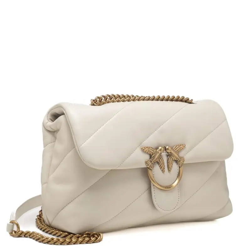 Pinko love bag classic puff maxi quilt avorio oro miniatura 3