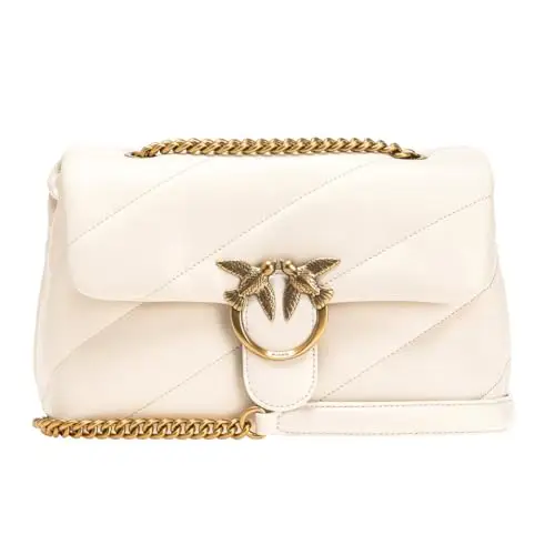 Pinko Love Classic Puff CL Sheep Nap, Borsa Donna, Z14Q_Bianco Seta