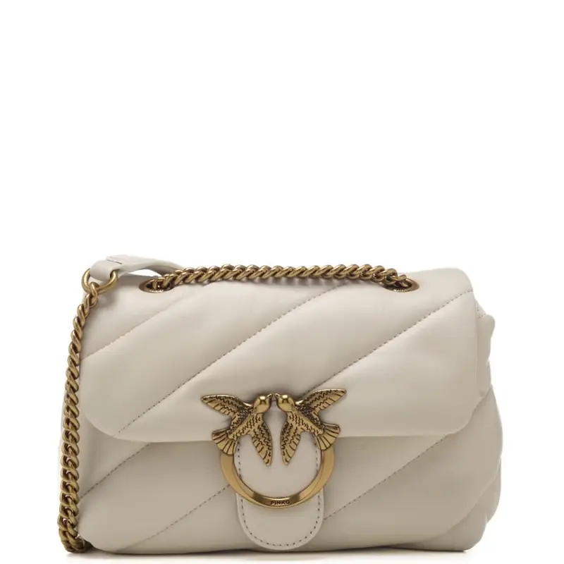 Pinko love mini puff maxi quilt nappa avorio oro