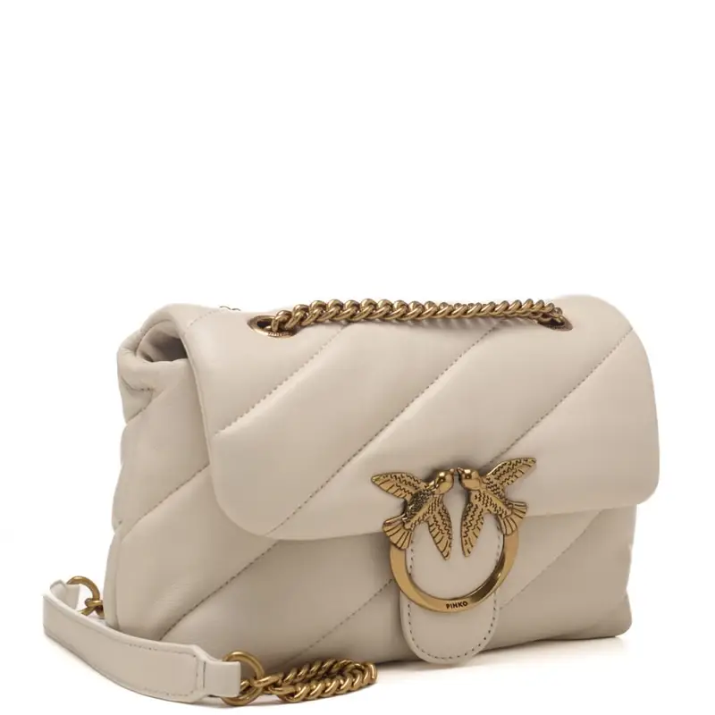 Pinko love mini puff maxi quilt nappa avorio oro miniatura 2