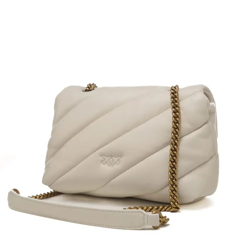 Pinko love mini puff maxi quilt nappa avorio oro miniatura 3