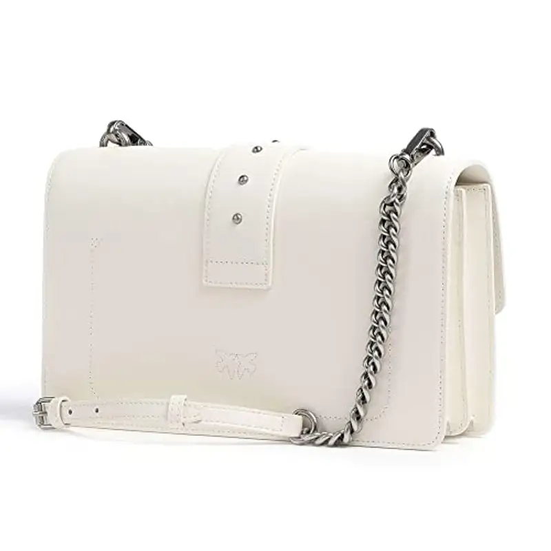 Pinko Love One Classic CL Vitello SE, Borsa Donna, Z14O_Bianco Seta-Old Silver, U miniatura 2