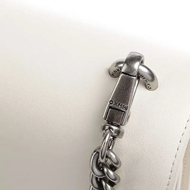 Pinko Love One Classic CL Vitello SE, Borsa Donna, Z14O_Bianco Seta-Old Silver, U miniatura 3
