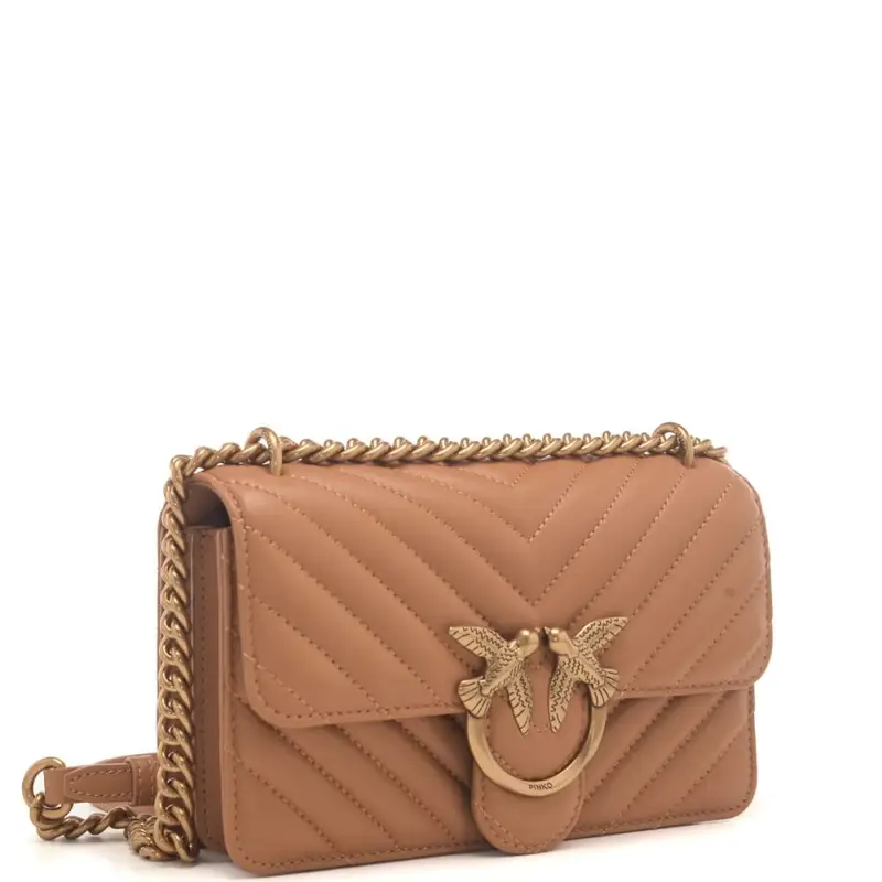 Pinko love one mini dc sheep nappa chevron con tracolla in catena torrone miniatura 2