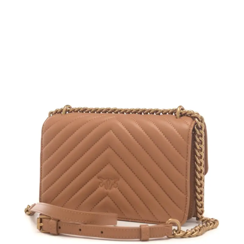 Pinko love one mini dc sheep nappa chevron con tracolla in catena torrone miniatura 3