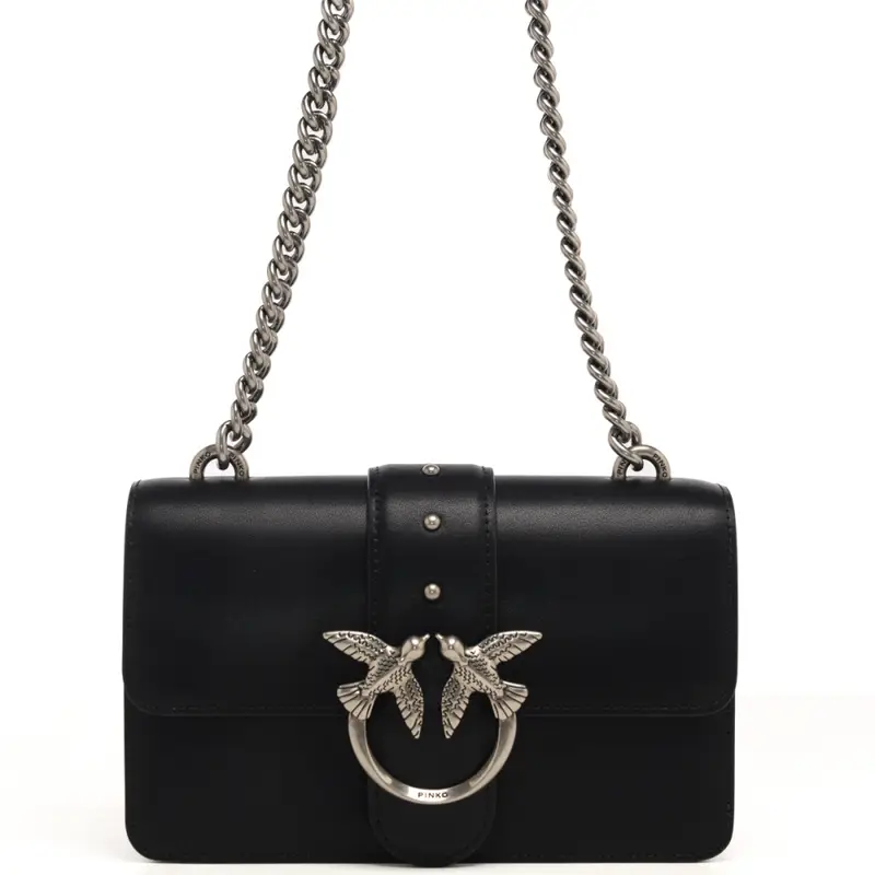 love one mini in pelle nero acciaio