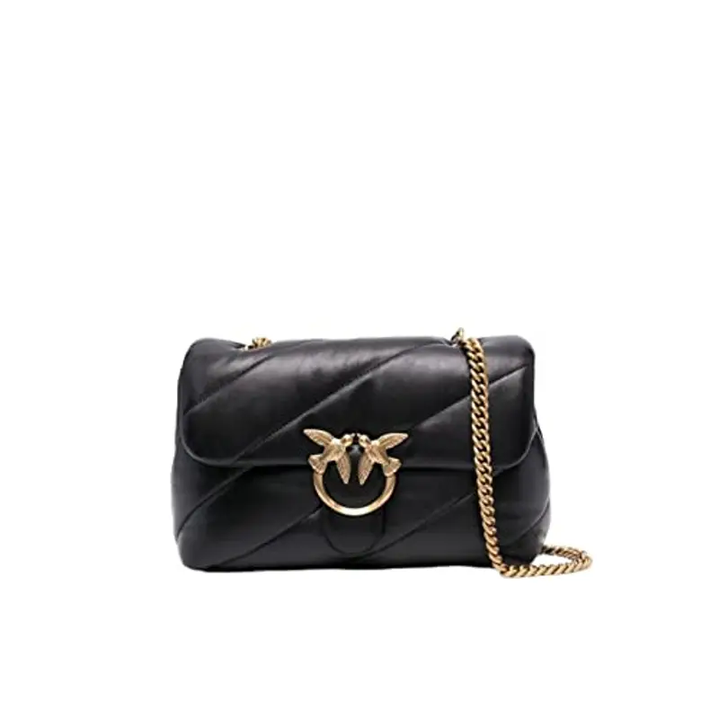 PINKO Love Puff Classic Cl Sheep Nap Nero Antique Gold Taglia Unica