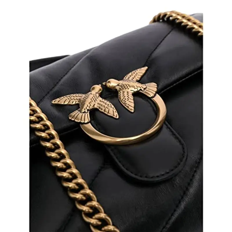 PINKO Love Puff Classic Cl Sheep Nap Nero Antique Gold Taglia Unica miniatura 3