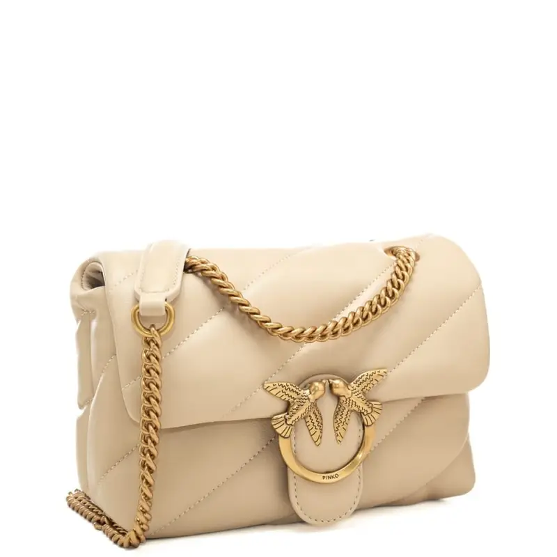love puff mini borsa a tracolla in pelle beige grigio fumo miniatura 2