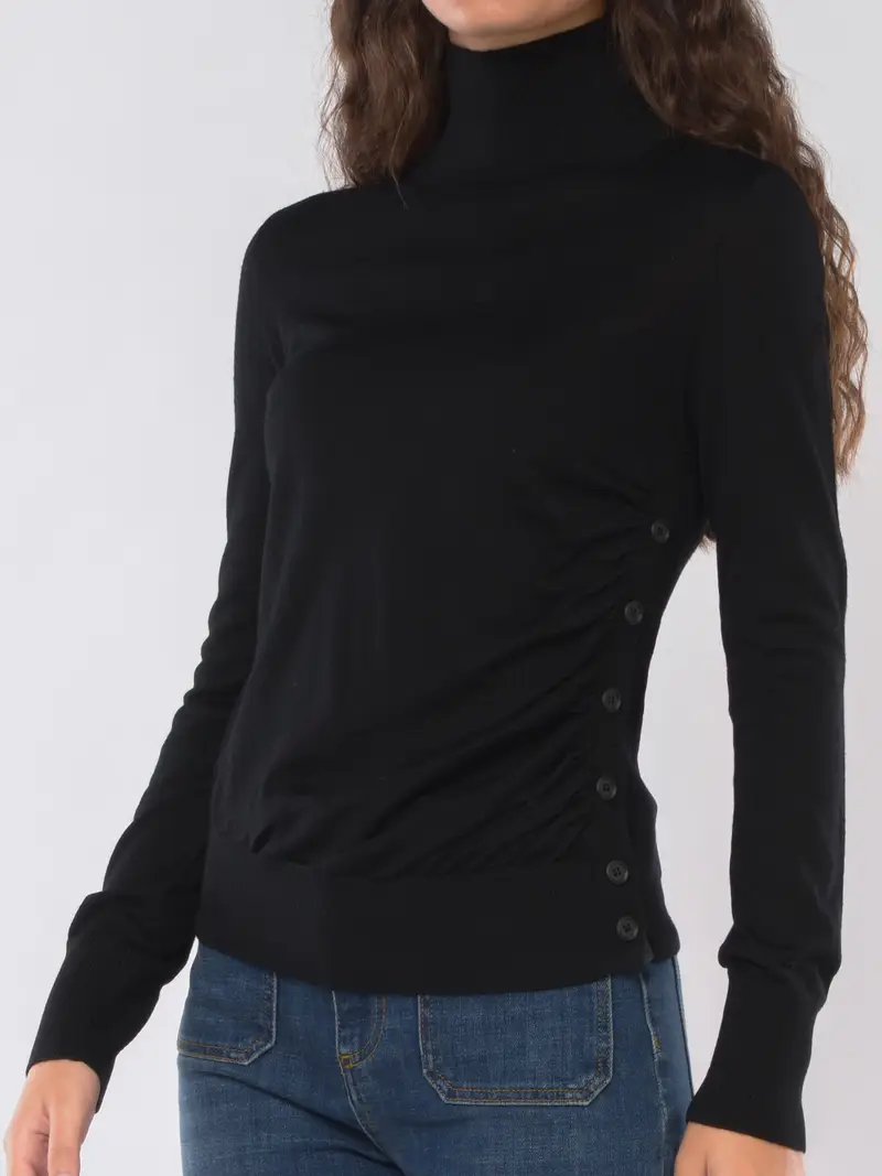 maglia da donna Pinko a collo alto con bottoni NERO