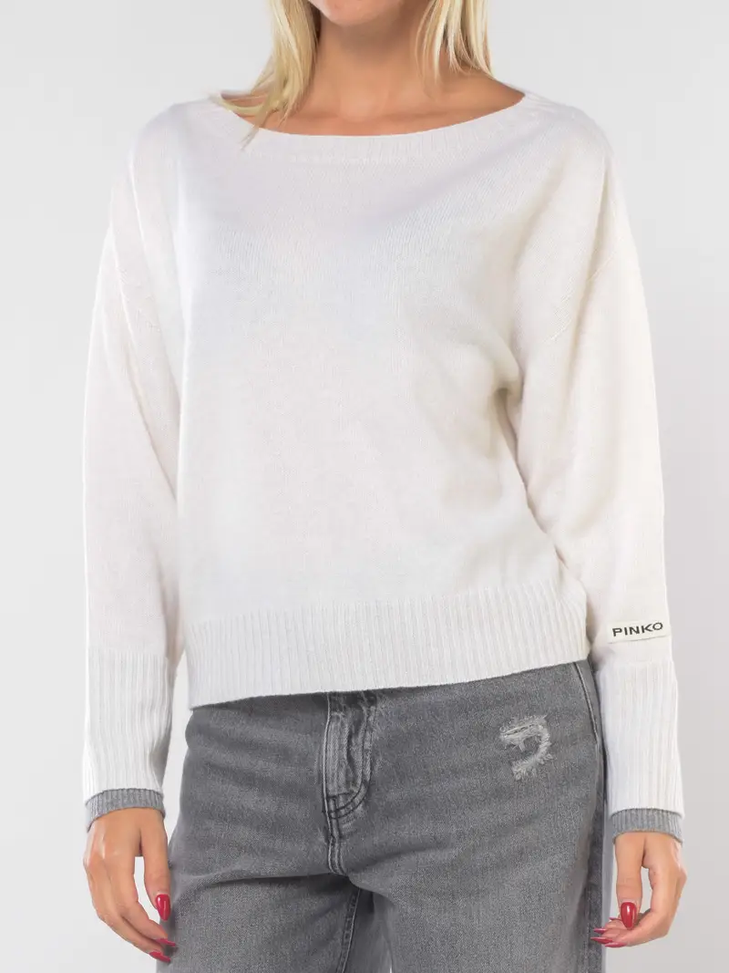 maglia da donna Pinko in lana e cachemire boxy Bianco
