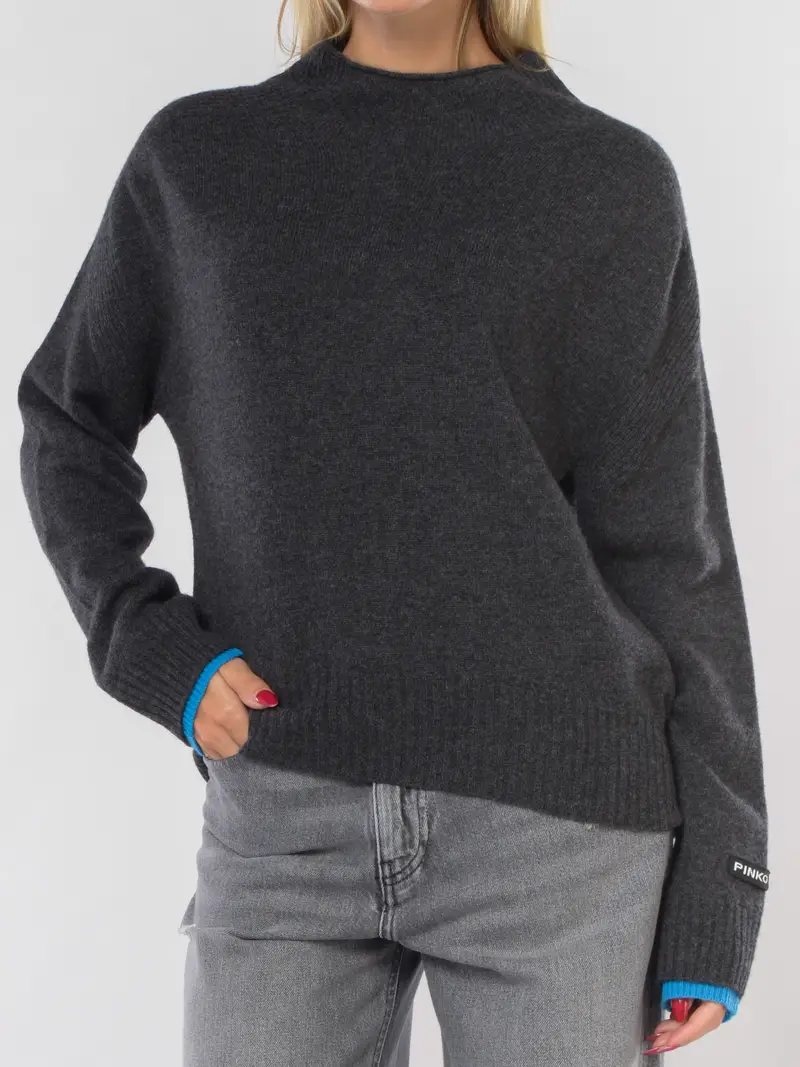 maglia da donna Pinko in lana e cachemire con doppio polso Grigio