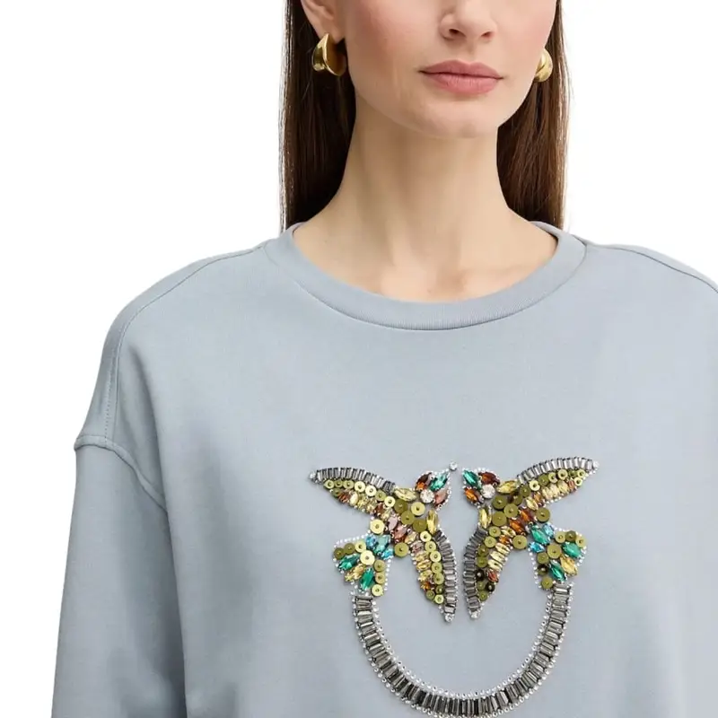maglia felpa da donna nelly con ricamo con strass paillettes e pietre ghiaccio miniatura 3