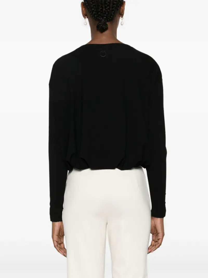 Maglia orlo drappeggiato nera Nero miniatura 2