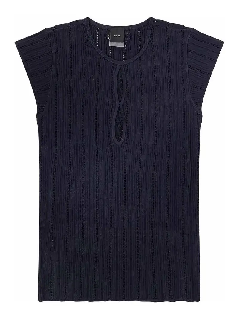 Maglia Tofane In Misto Viscosa A Coste Blu