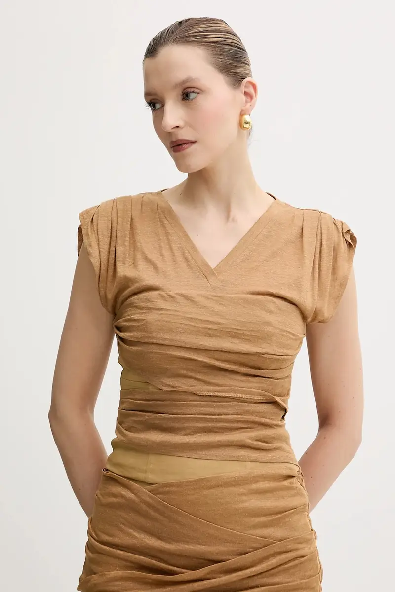 maglietta di lino colore verde 104985 A2GF