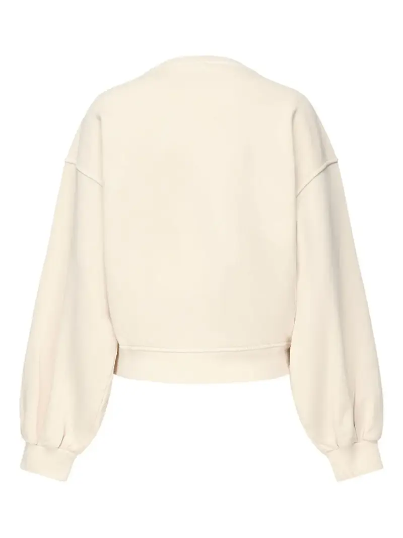 Maglione beige con logo ricamato miniatura 3