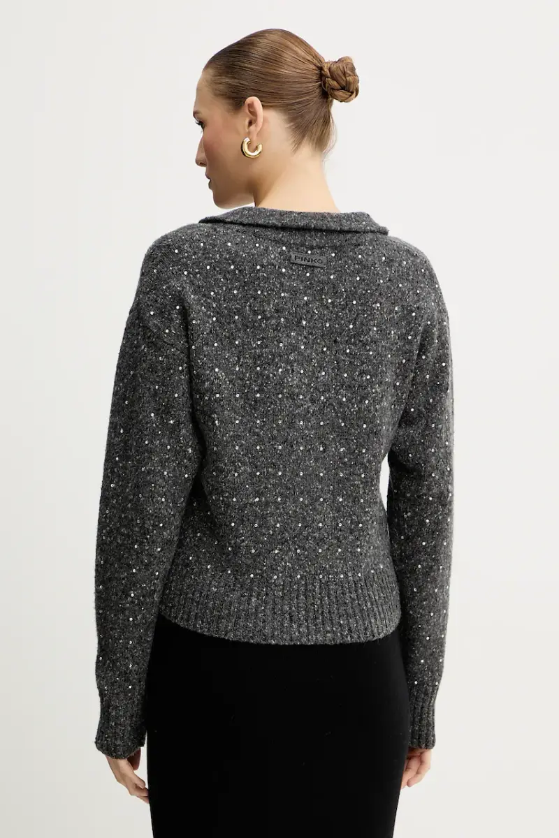 maglione con lana colore grigio 105684 A2U4 miniatura 3