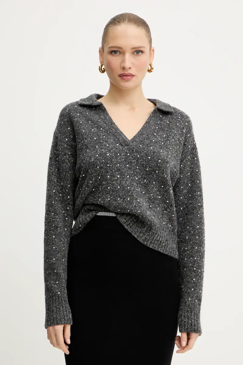 maglione con lana colore grigio 105684 A2U4