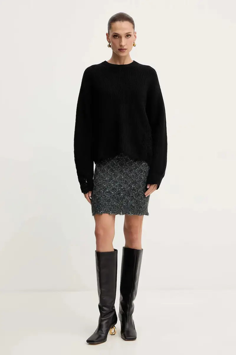 maglione con lana colore nero 105505 A2R1 miniatura 2