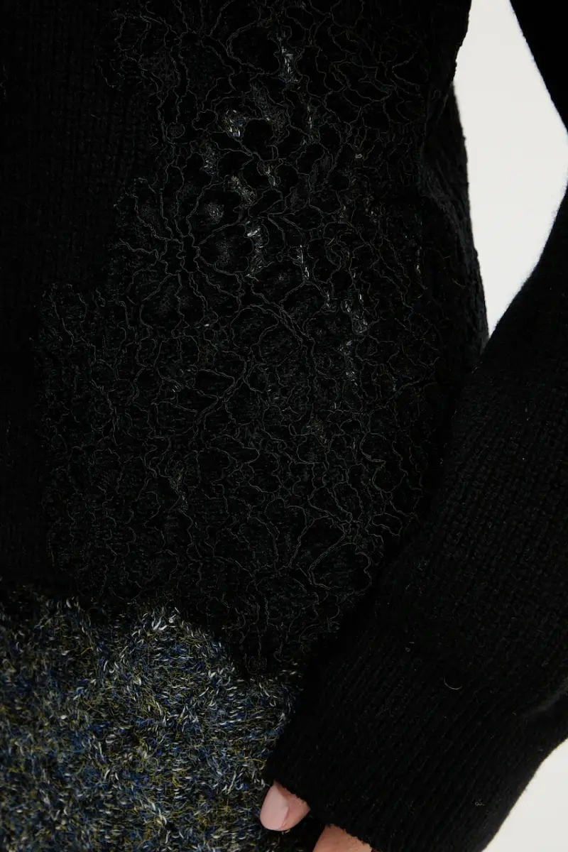 maglione con lana colore nero 105505 A2R1 miniatura 5