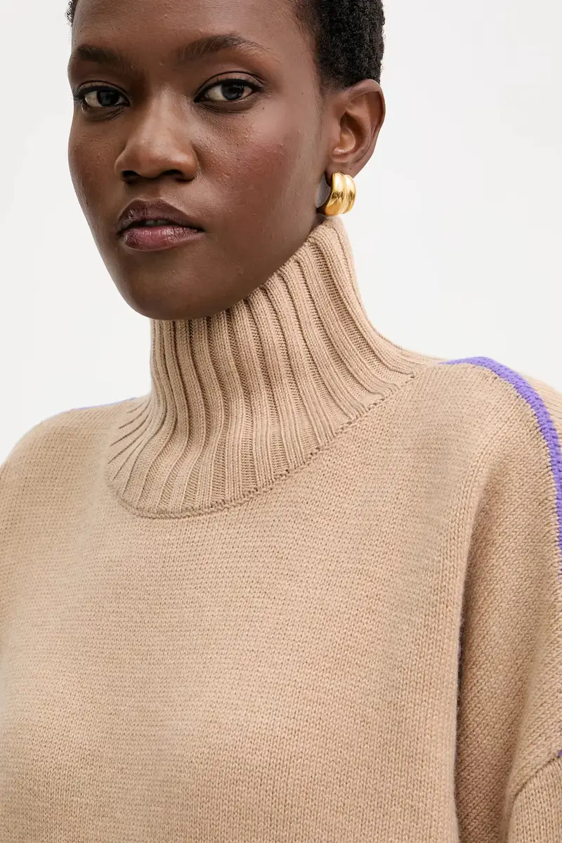 maglione in lana donna colore beige 105396 A2PL miniatura 4