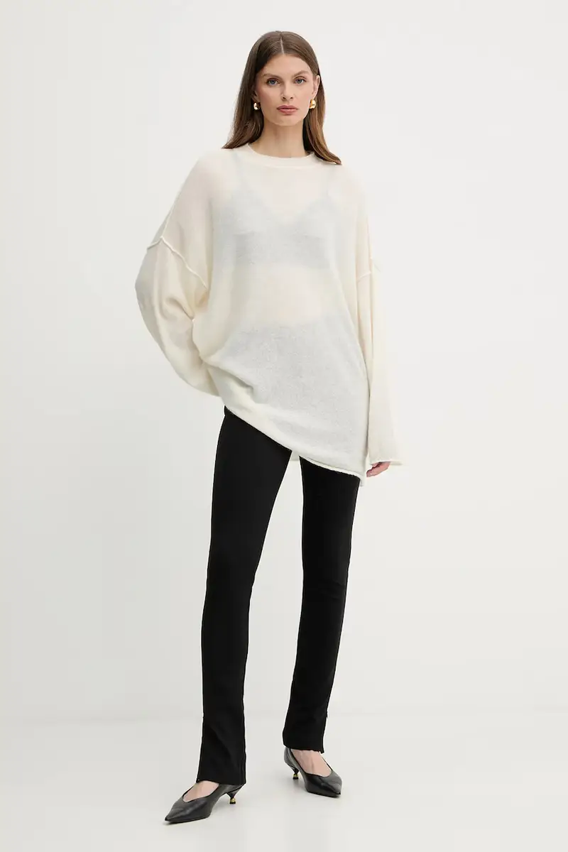 maglione in lana donna colore beige 105749 A2UN miniatura 2