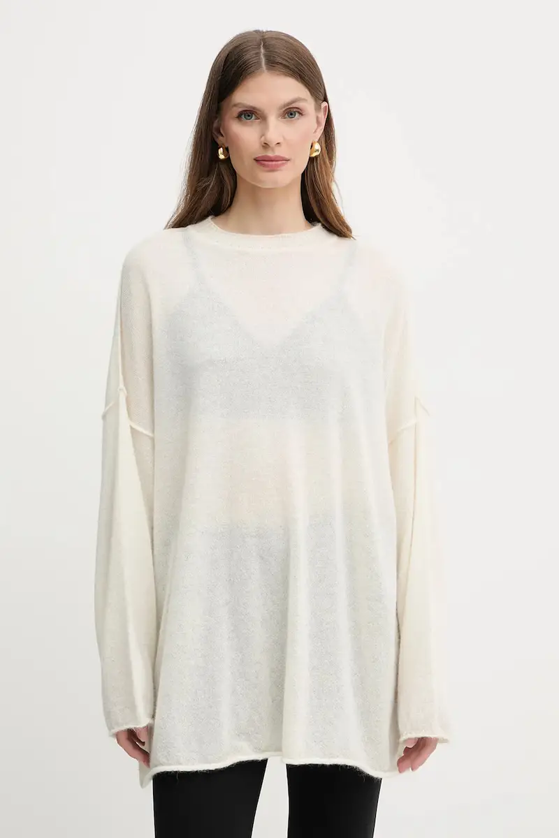 maglione in lana donna colore beige 105749 A2UN