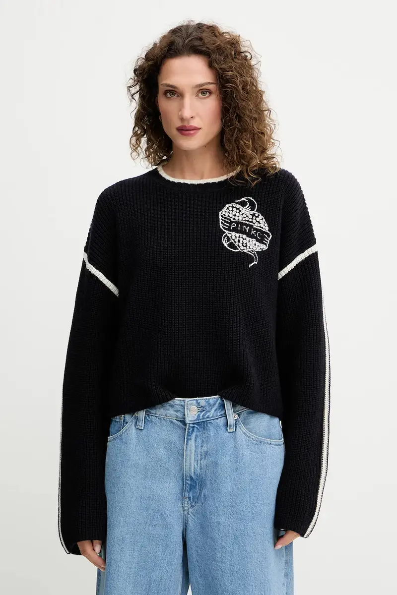 maglione in lana donna colore blu 105397 A2PK