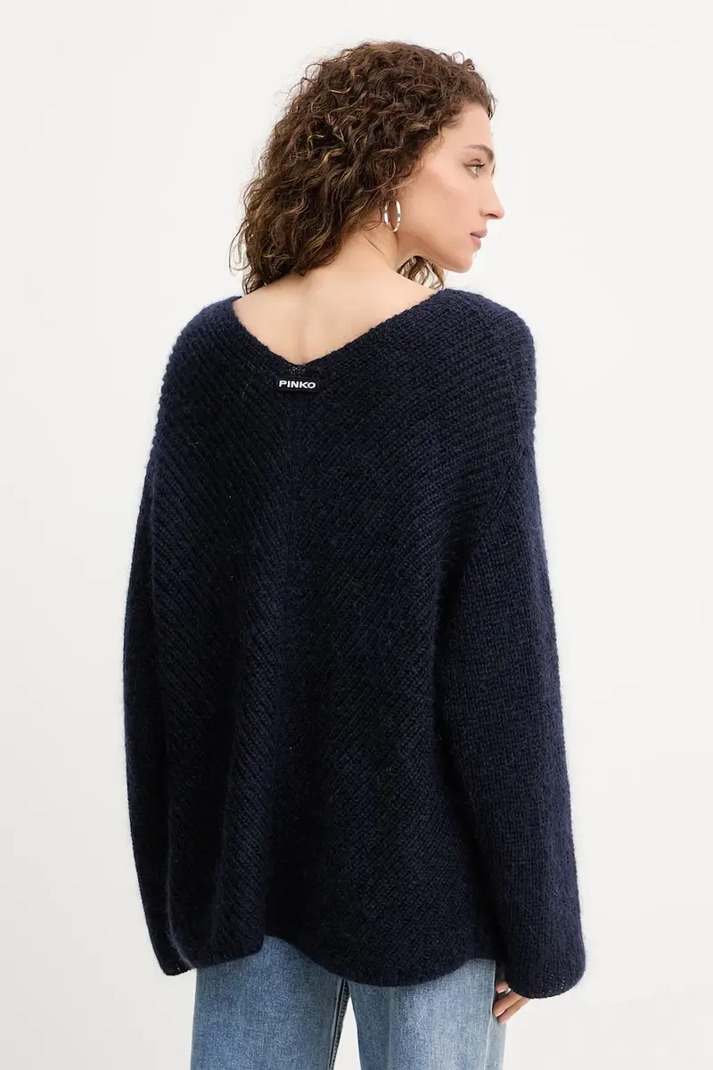 maglione in lana donna colore blu navy 105564 A2S5 miniatura 3