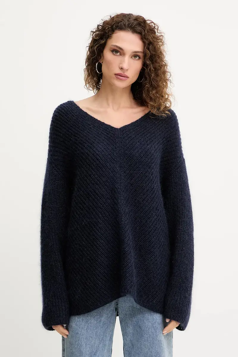 maglione in lana donna colore blu navy 105564 A2S5