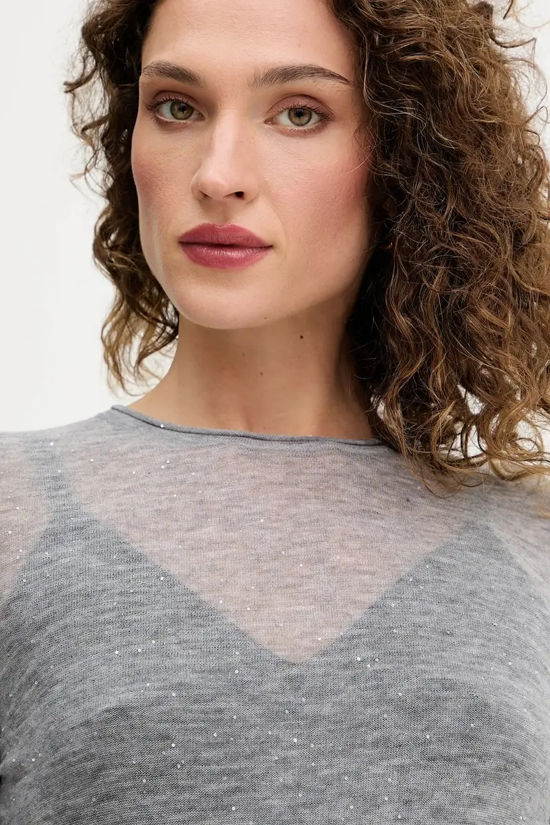 maglione in lana donna colore grigio 105398 A2PM miniatura 4