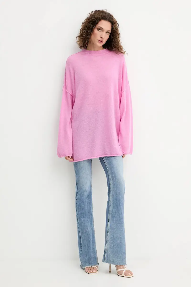 maglione in lana donna colore violetto 105749 A2UN Rosa miniatura 2