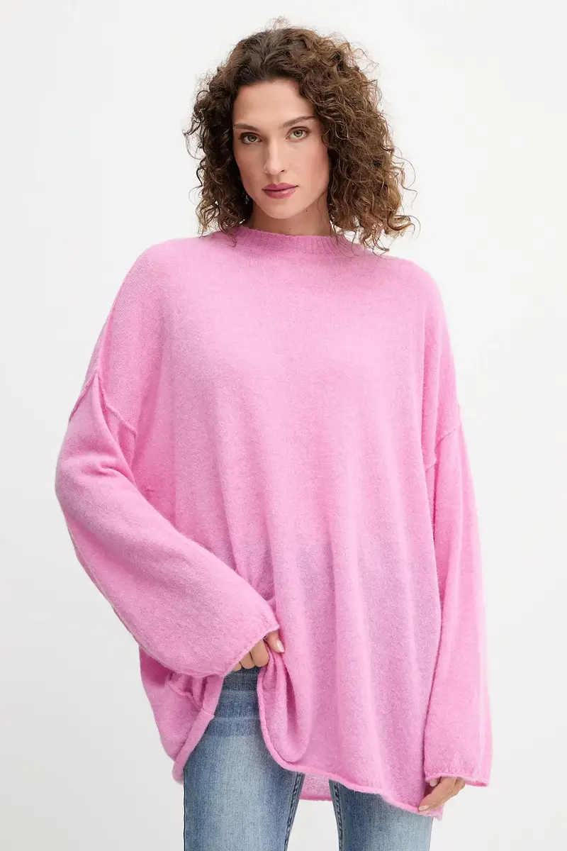 maglione in lana donna colore violetto 105749 A2UN Rosa