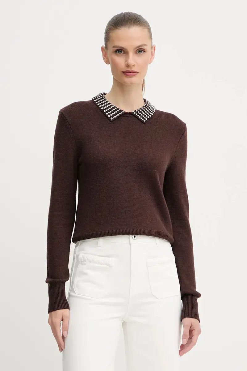 maglione in misto lana donna colore marrone 105530 A2S4