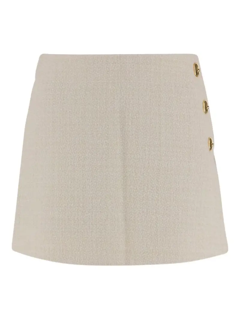 Minigonna bianca con bottoni dorati e spacco laterale Bianco
