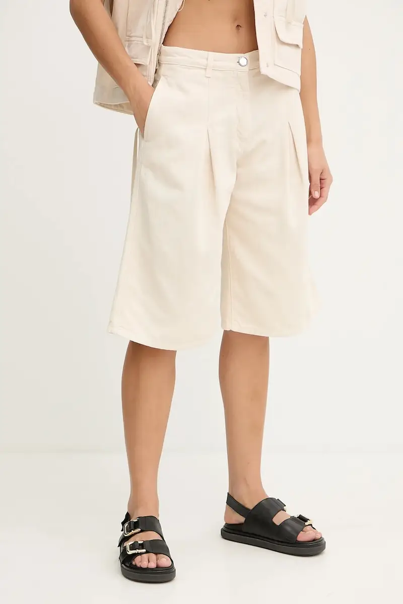 pantaloncini in cotone donna colore beige 105245 A2M8