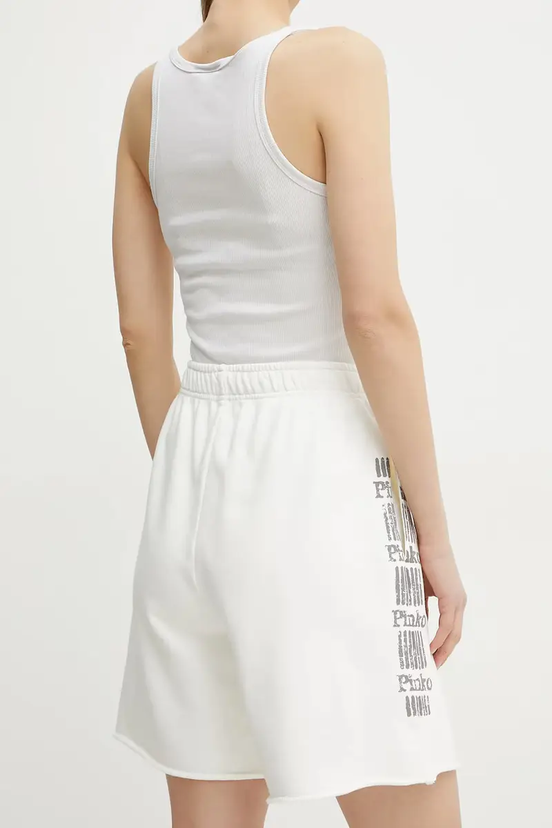 pantaloncini in cotone donna colore bianco 104619 A2CV miniatura 3